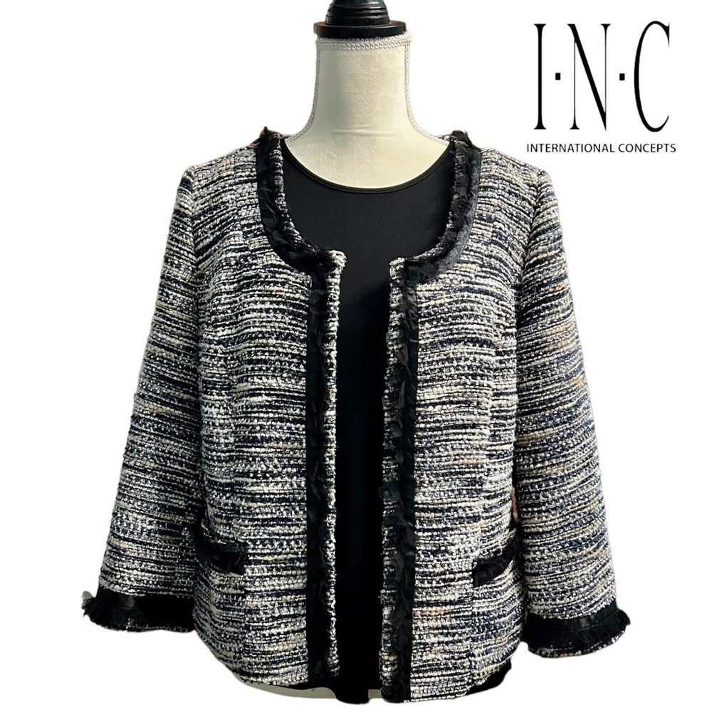 INC International Concepts (EUC) 3/4 sleeve Tweed Blazer Size XL